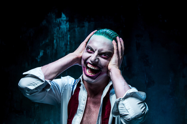 Bloody Halloween theme: crazy joker face - Fotoğraf, Görsel