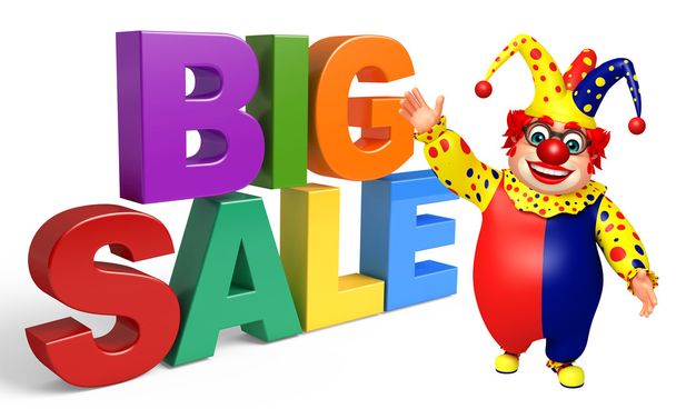Clown with Big sale sign - Фото, зображення