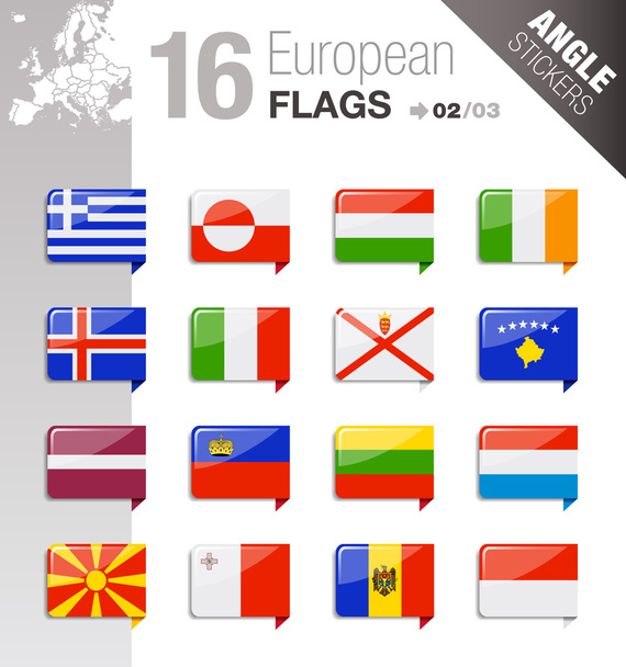 açı çıkartmaları - Avrupa bayrakları - Vektör, Görsel