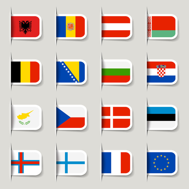 Címke - európai zászlók - Vektor, kép