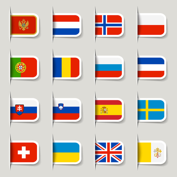 ετικέτα - ευρωπαϊκές σημαίες - Διάνυσμα, εικόνα