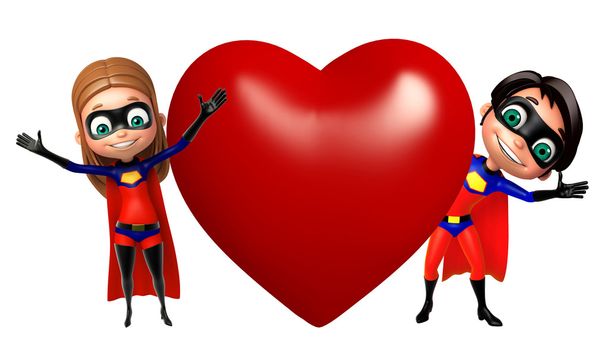 Superboy ve kalp ile süper kız - Fotoğraf, Görsel