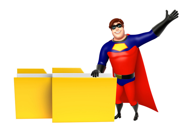 Superhero with Folder - Photo, Image