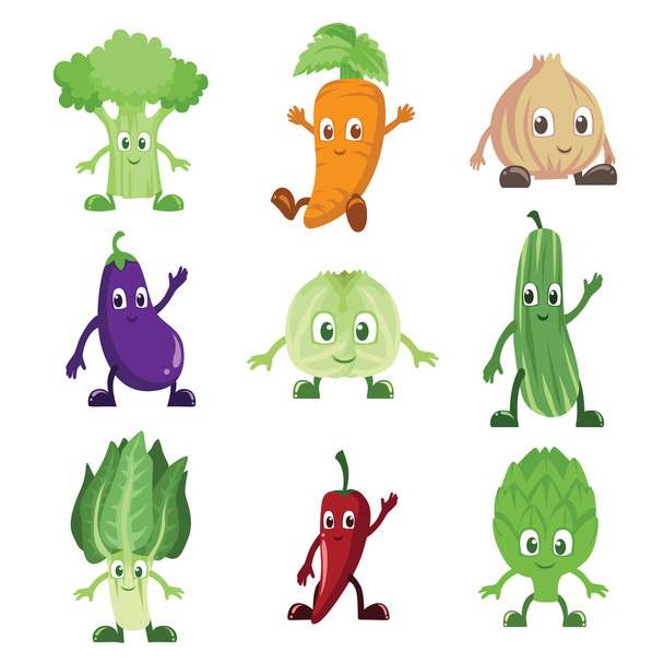 Zöldség karakterek - Vektor, kép
