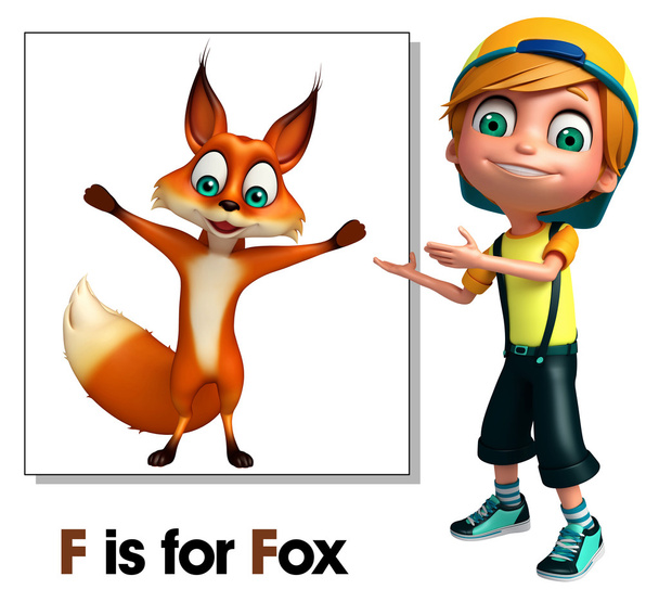 Kid boy pointing Fox - Photo, Image