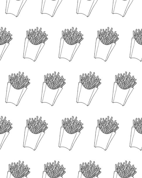 Pattern with french fries. Vector seamless texture - Vetor, Imagem