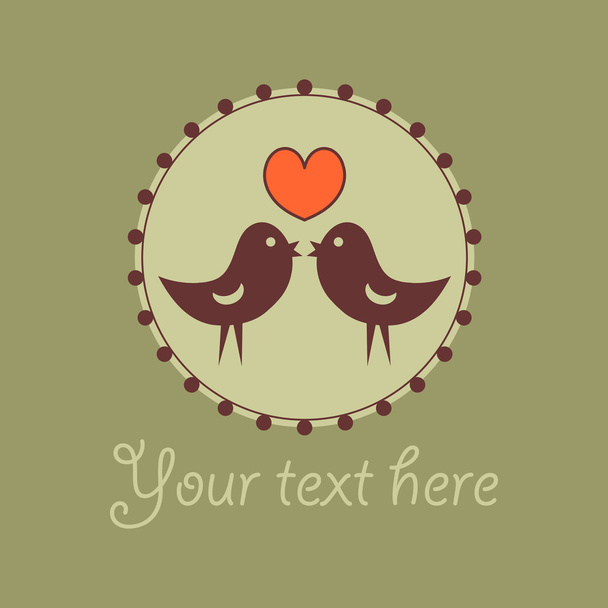 Cute simple card two birds in love - Vettoriali, immagini