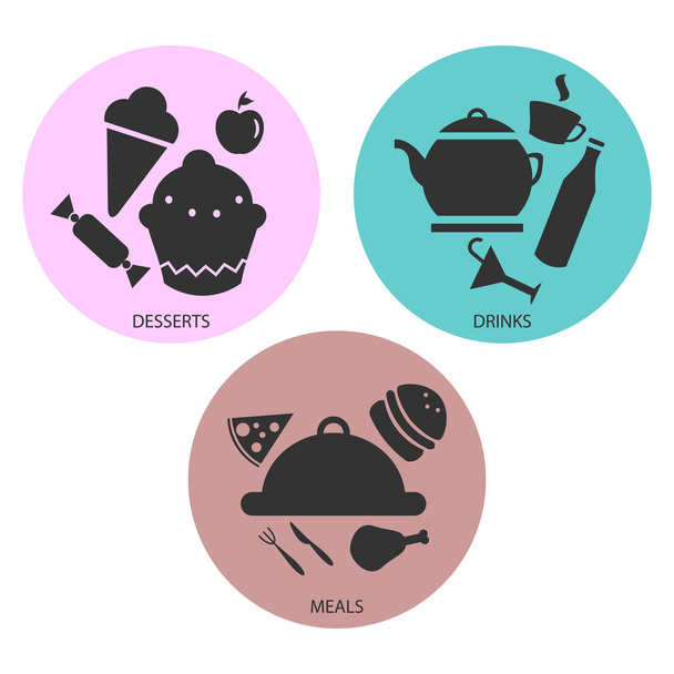 Cafe or restaurant icons - Vector, Imagen