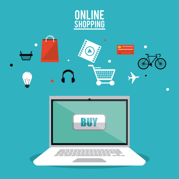 Ψώνια online ηλεκτρονικού εμπορίου και πολυμέσων σχεδιασμό - Διάνυσμα, εικόνα