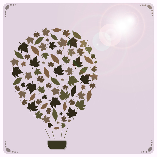 Ilustração de balão de ar quente decorativo feito de folhas. Vetor de balão de ar quente decorativo feito de folhas com chama
. - Vetor, Imagem
