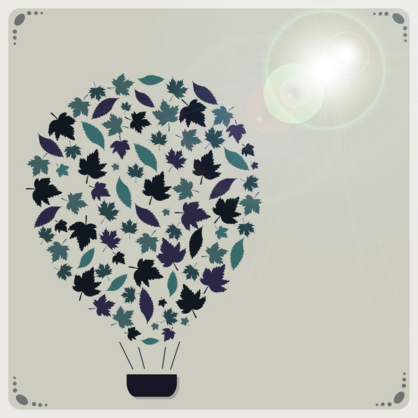 Illustration d'une montgolfière décorative faite de feuilles. Vecteur de montgolfière décorative faite de feuilles avec fusée éclairante
. - Vecteur, image