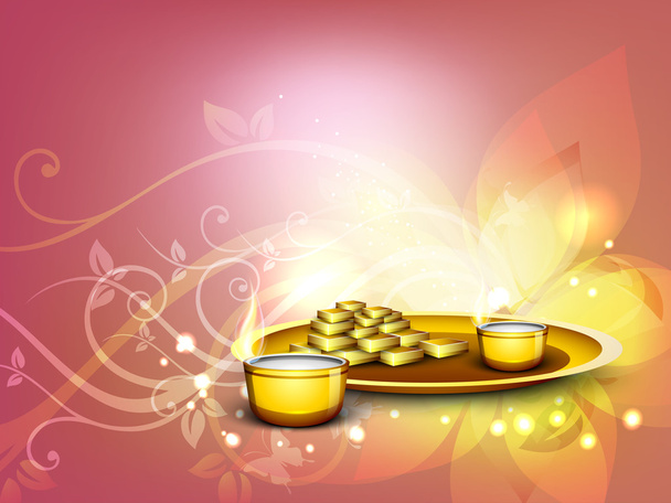 Beautiful illuminating Diya background for Hindu community festi - Vector, imagen