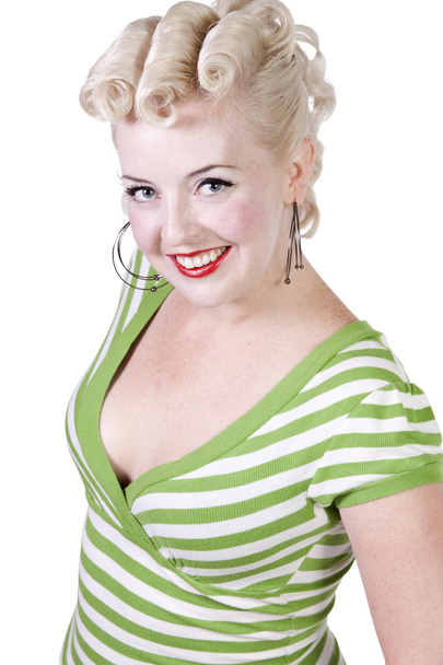 Woman in pin-up dress posing - Isolated - Photo, image