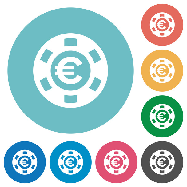 Flat Euro casino chip icons - Vector, Image