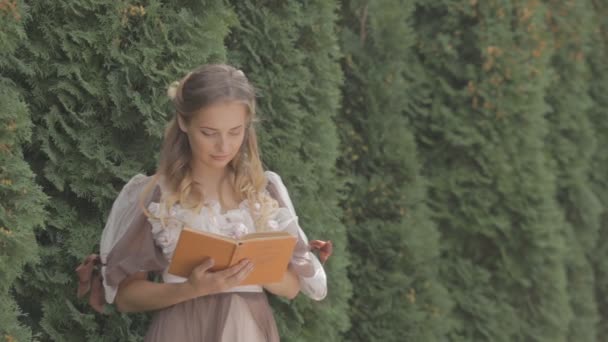 girl reading a book while standing  - Filmagem, Vídeo