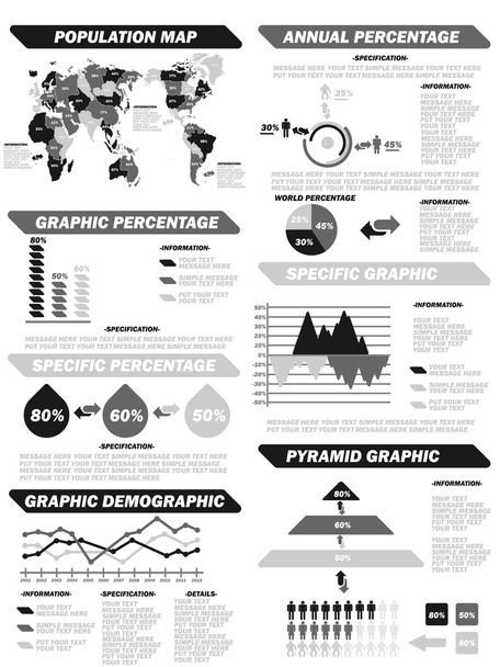 Infographic demografik unsurlar yeni gri - Vektör, Görsel