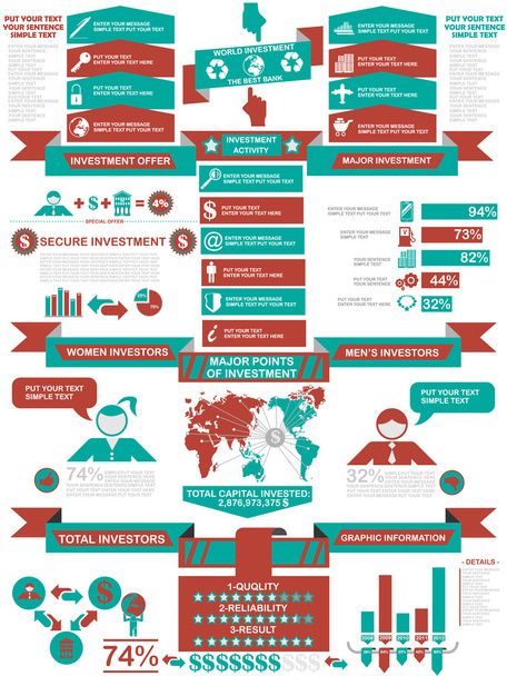 INFOGRAPHIC DEMOGRAPHICS BUSINESS RED - Vector, Image