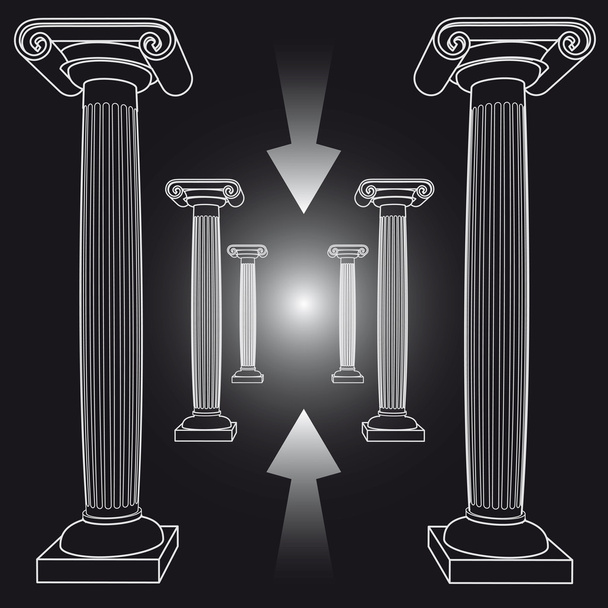 Weg aus der Krise mit antiken griechischen Säulen - Vektor, Bild