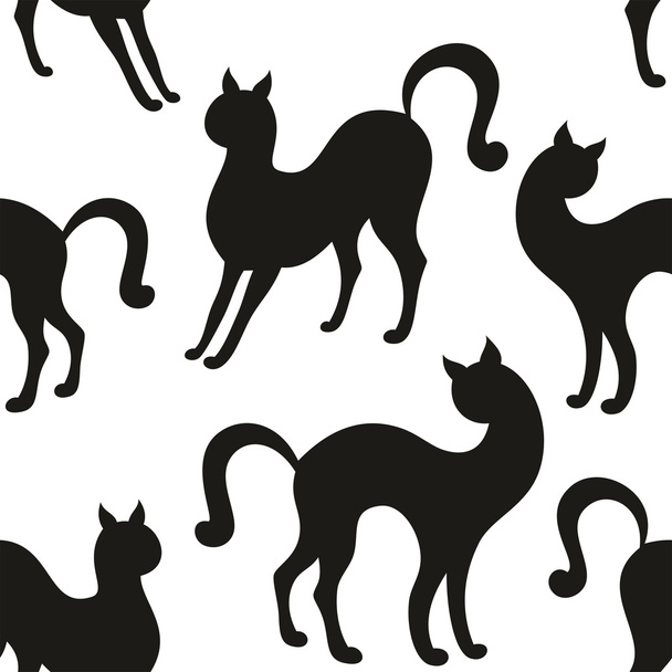  schwarze Katze nahtloses Muster - Vektor, Bild