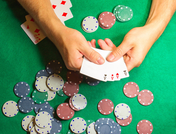 The male hands with cards in casino - Φωτογραφία, εικόνα