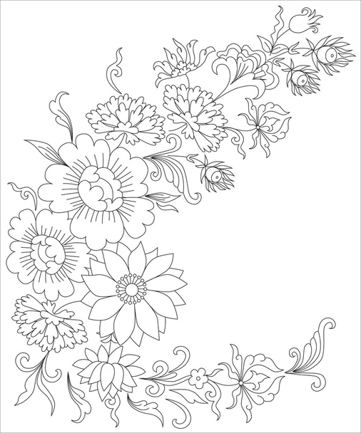 bouquet of flowers coloring page for Adults - Vector, Imagen