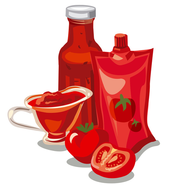 tomato ketchup and sauce - Vector, Image