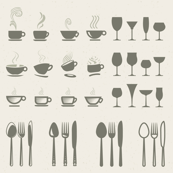 Set of vector icons for food and drink - Vector, Image