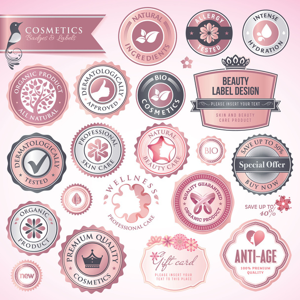 Cosmetics labels and badges - Vector, Image