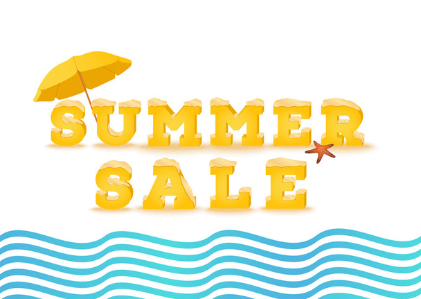 Summer sale inscription in 3d style on white background. Summer outlet, clearance, total sale concept. - Вектор,изображение