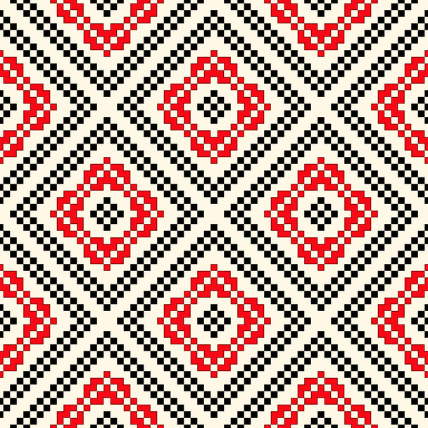 Seamless pattern with ethnic geometric abstract ornament. Cross stitch slavic embroidery motifs. - Vector, afbeelding