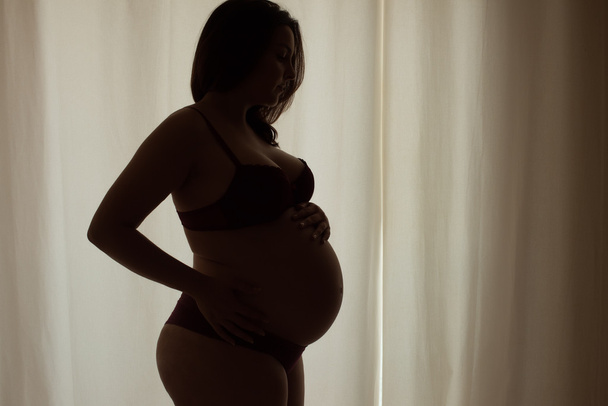 Silhouette of a pregnant woman - Photo, Image
