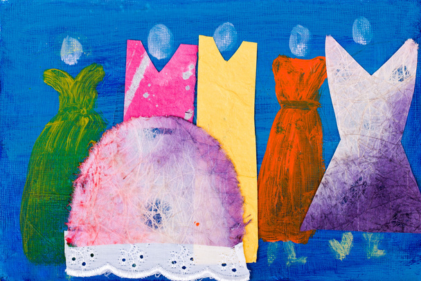 Dames in jurken abstracte schilderkunst door kay gale - Foto, afbeelding