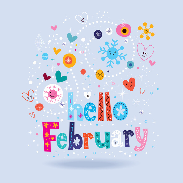 Hello February winter design - Vector, Image
