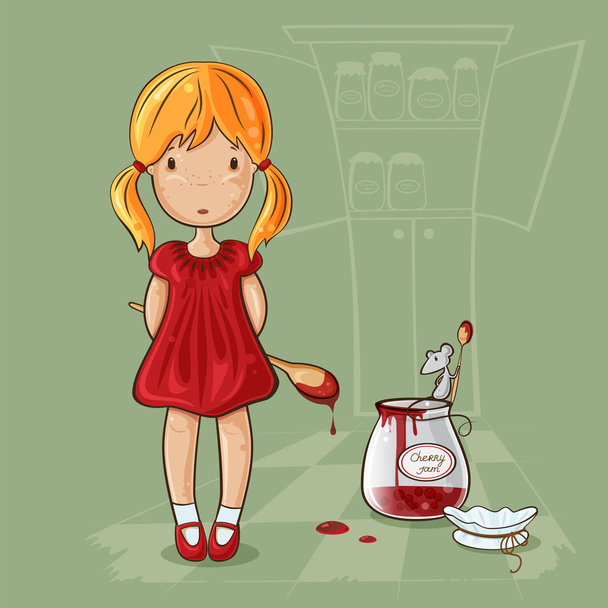 Дівчина з варенням jar
 - Вектор, зображення