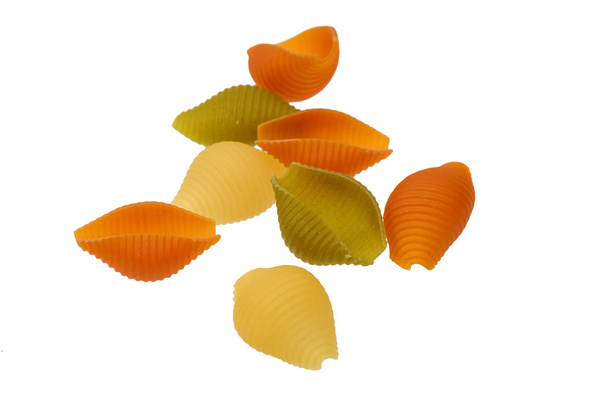 Raw colored pasta isolated on white background - Photo, Image
