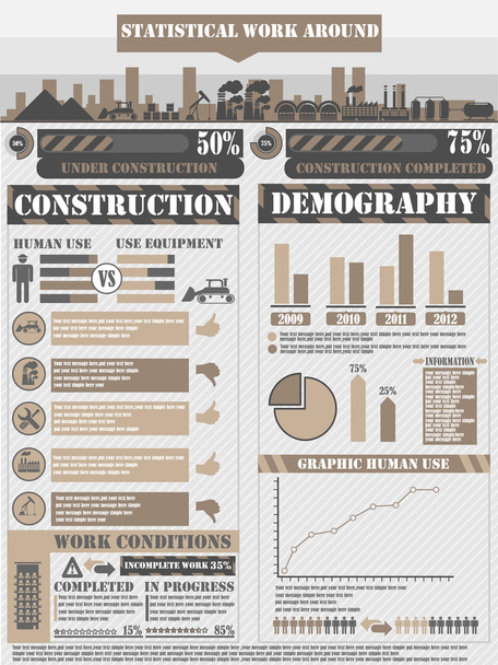 INFOGRAPHIC WORK BROWN - Vector, Image