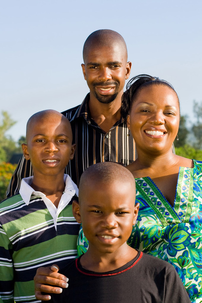 Happy african american family portrait outdoors - Zdjęcie, obraz