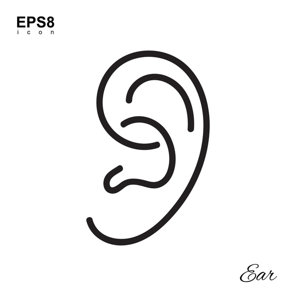 Simple Human Ear Icon - Vector, Image