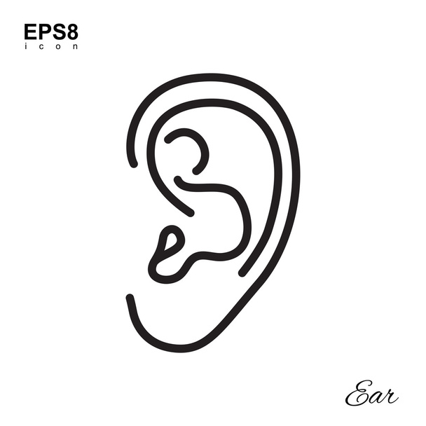 Egyszerű emberi fül ikon - Vektor, kép