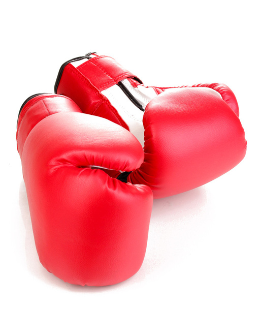 Red boxing gloves isolated on white - Foto, Imagem