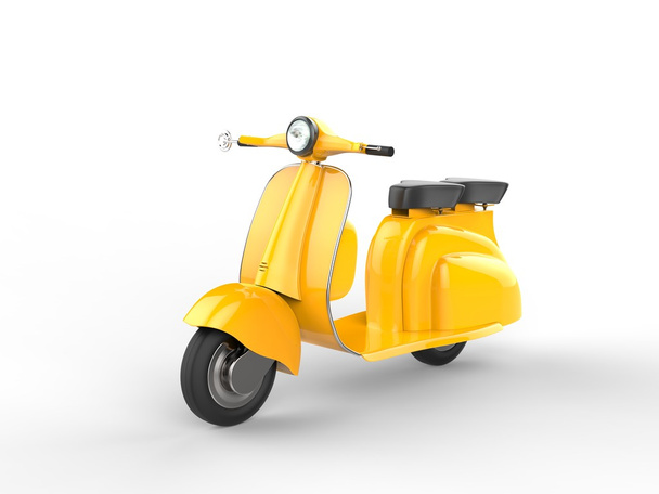 Scooter amarelo no fundo branco
 - Foto, Imagem