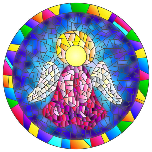 Illustration in stained glass style Christmas angel - Vector, Image