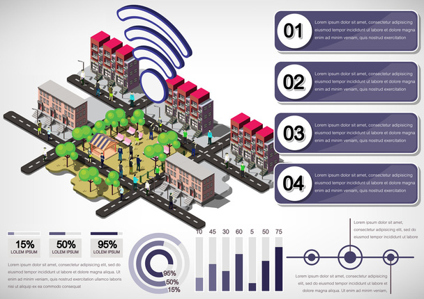 иллюстрация концепции информационно-графического города
 - Вектор,изображение
