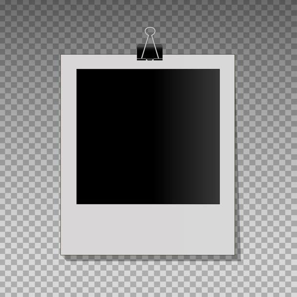 Realistic vector photo frame on black pin. - Vector, Image