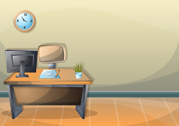cartoon vector illustration interior office room with separated layers - Vector, Image