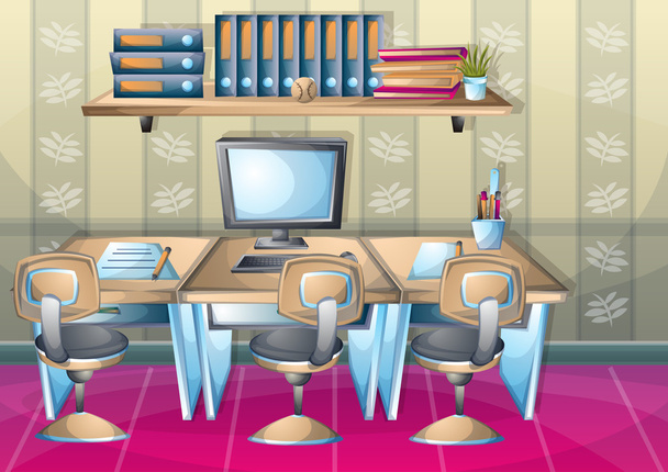 illustration vectorielle de dessin animé bureau intérieur avec des couches séparées
 - Vecteur, image