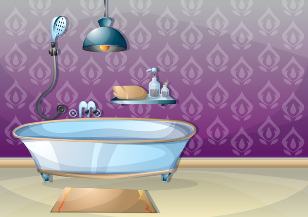 векторная иллюстрация интерьера ванной комнаты
 - Вектор,изображение