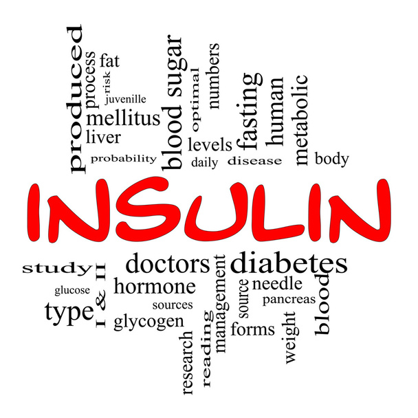 ινσουλίνη έννοια σύννεφο λέξη σε κόκκινο & μαύρο - Φωτογραφία, εικόνα