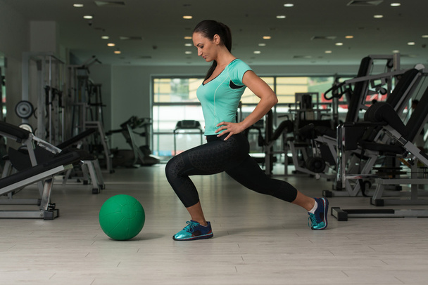 Stretching With Medicine Ball - Foto, Imagen