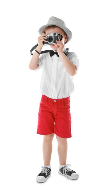 boy with vintage camera - Foto, afbeelding